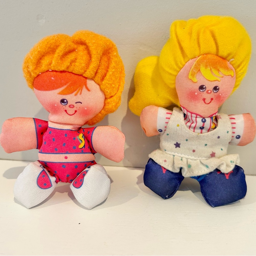 Vintage Fisher Prices Quaker Oats Smooshees Girl Dolls Set Of 2 1980’s